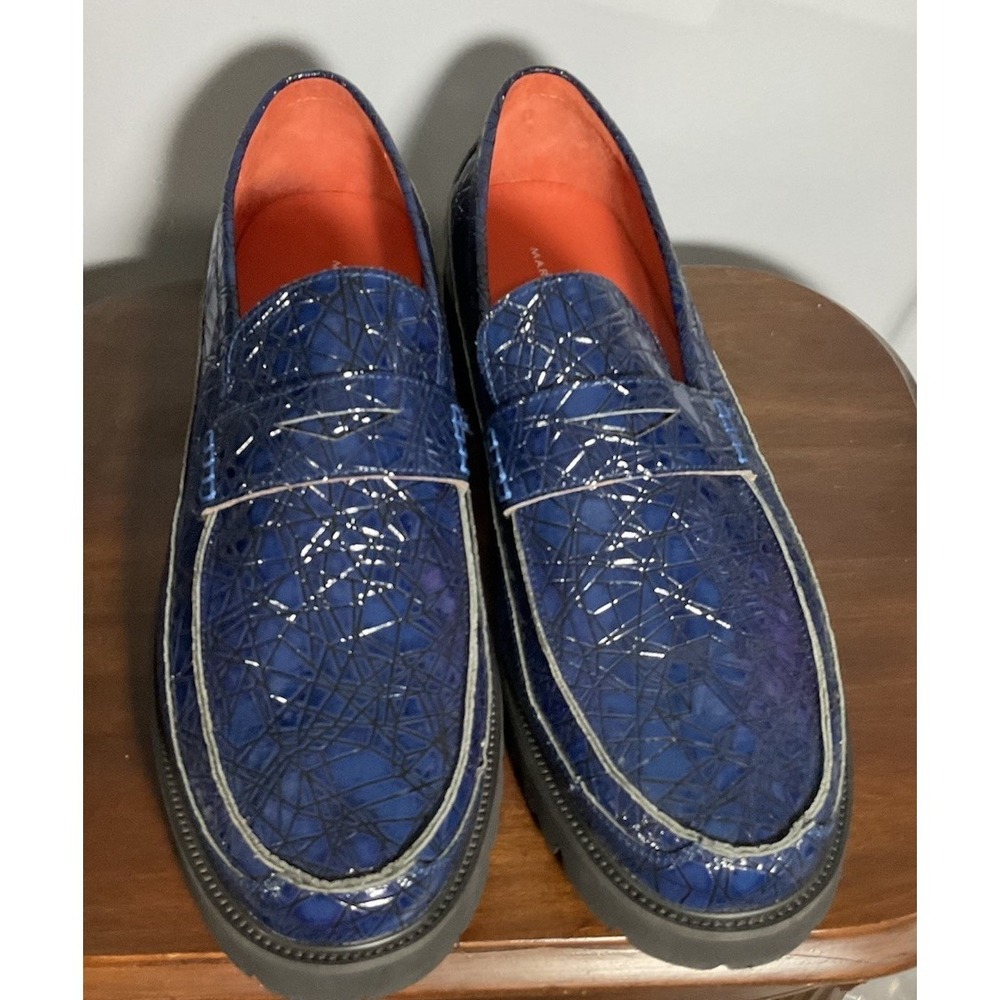 Marc Nolan Alder Lug Sole Penny Loafer Navy Blue Size 16 Excellent Condition